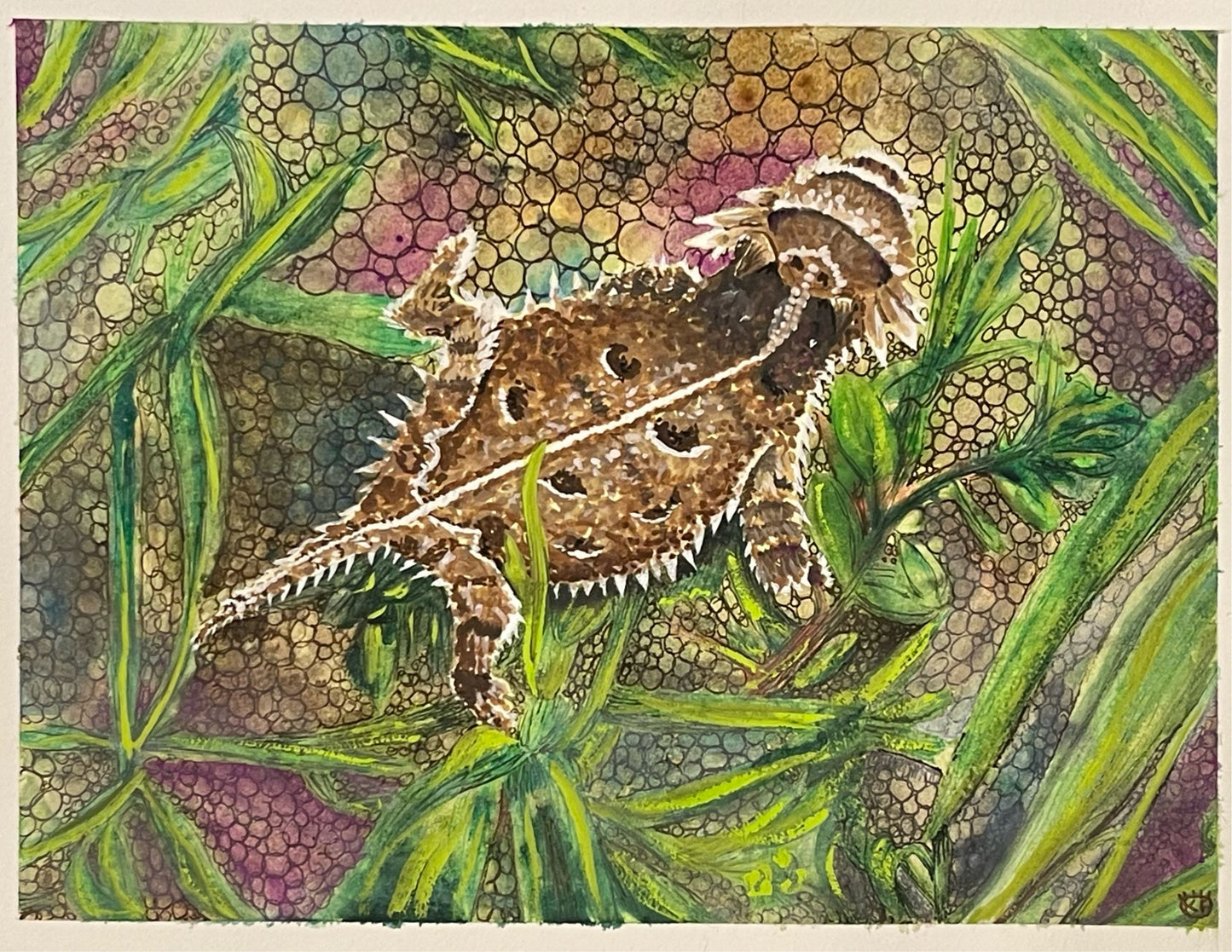Steve's Horned Lizard - Original SOLD. Prints Available.