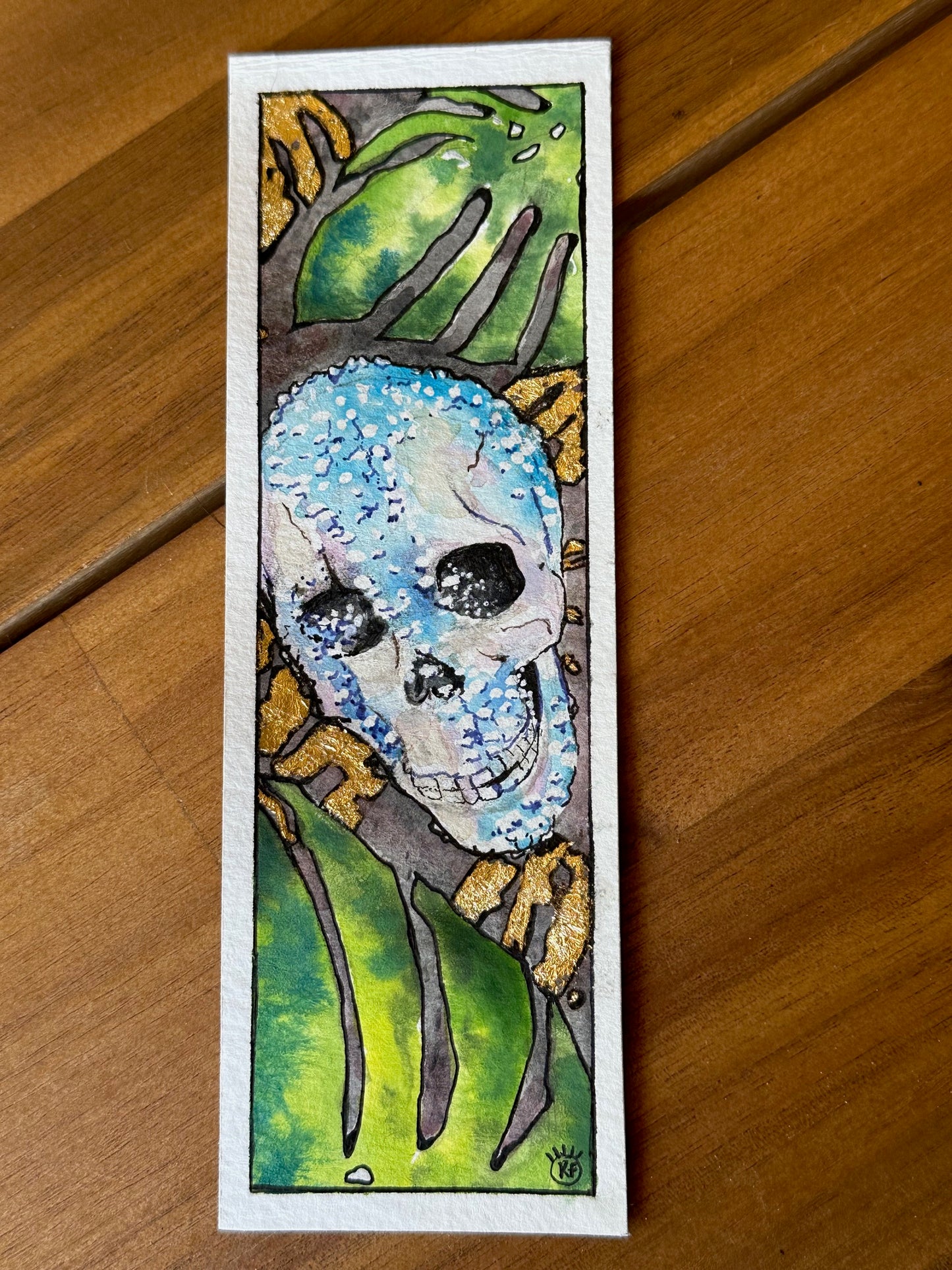 Monstera Skull Bookmark